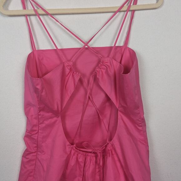 Frame Hot Pink Gathered Strappy Tie-Back Top Size L - Picture 4 of 9